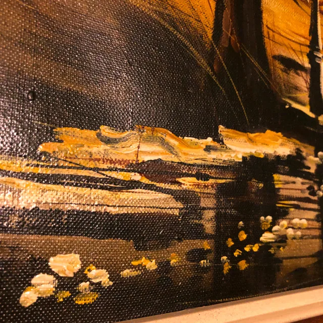 Vintage Oil Painting Fall Forest Path 15"x15" image indicator(3)