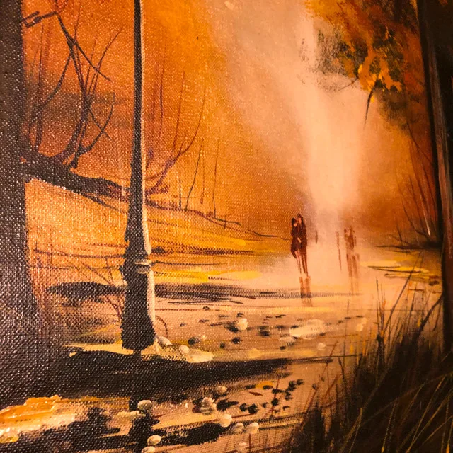 Vintage Oil Painting Fall Forest Path 15"x15" image indicator(5)