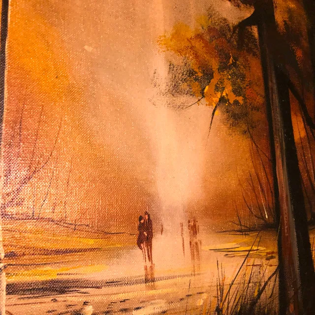 Vintage Oil Painting Fall Forest Path 15"x15" image indicator(6)