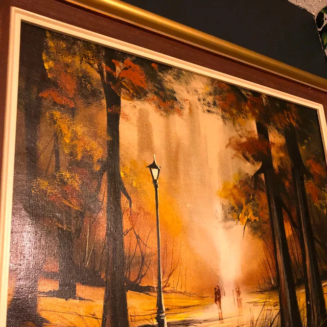 Vintage Oil Painting Fall Forest Path 15"x15" image indicator(8)