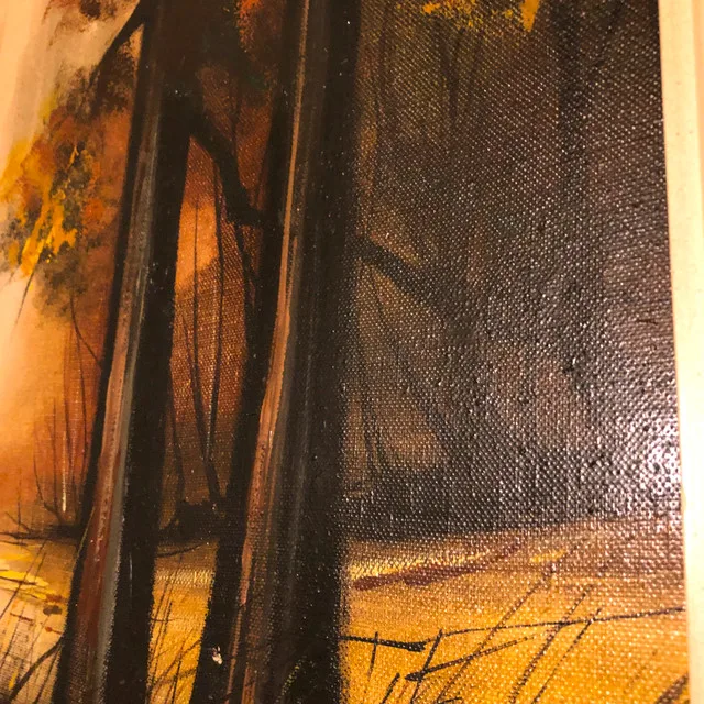 Vintage Oil Painting Fall Forest Path 15"x15" image indicator(9)