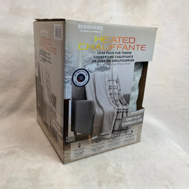 Berkshire Life Heated Throw 127 x 152 cm Faux Fur Gray image indicator(2)