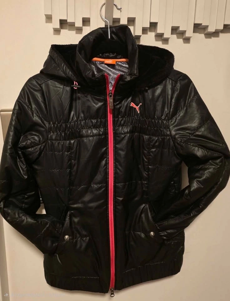 Puma Black Puffer Jacket with Pink Zip (Women’s) - Size S - photo 2