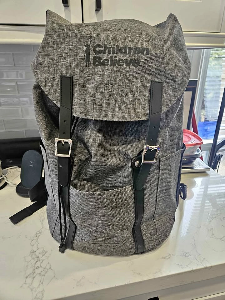 Grey Backpack with Buckles