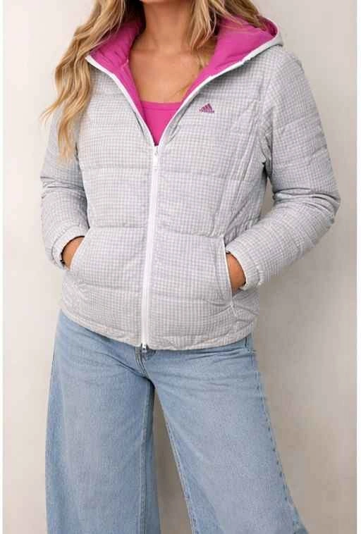 Adidas Grey Gingham Puffer Jacket (Women’s) -Size S