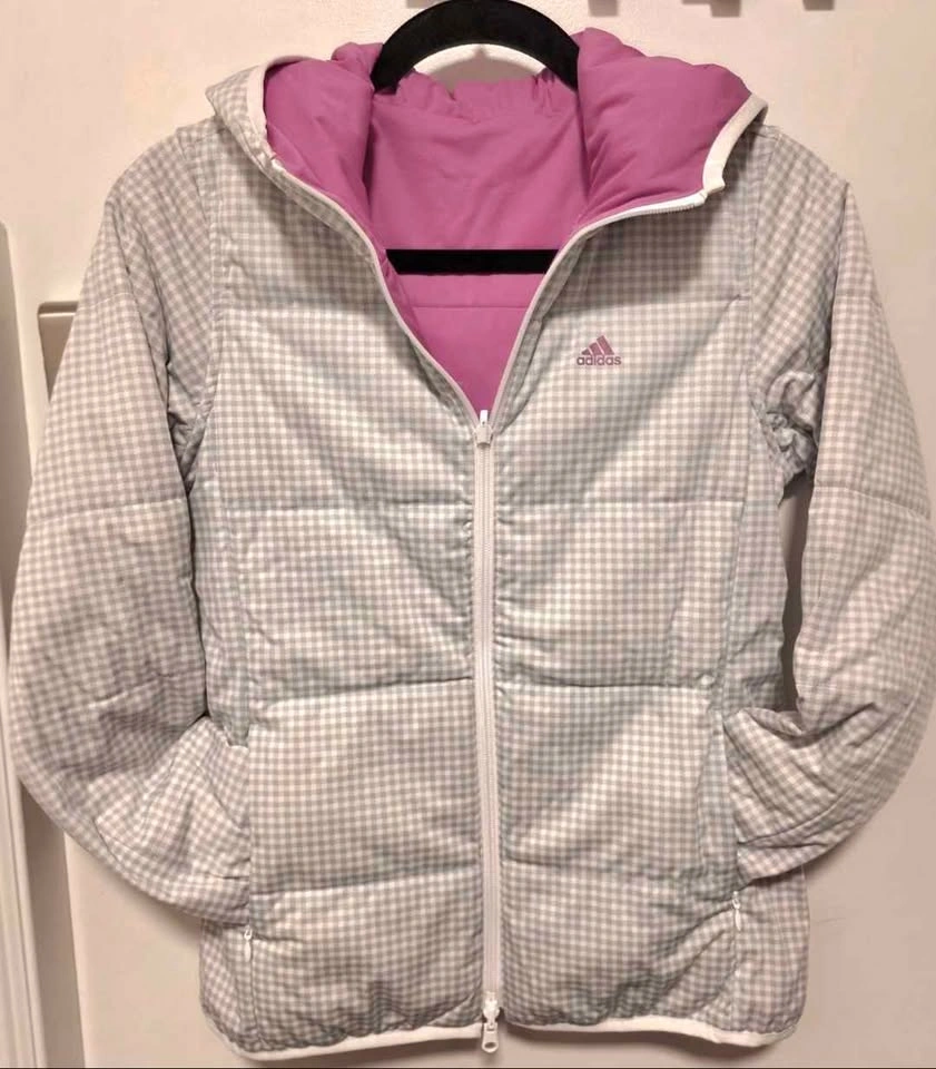 Adidas Grey Gingham Puffer Jacket (Women’s) -Size S - photo 2