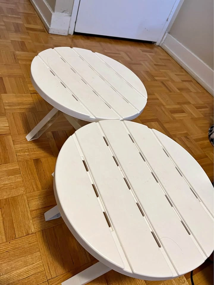 Set of 4 Kids Plastic Tables / Patio Side Tables – White