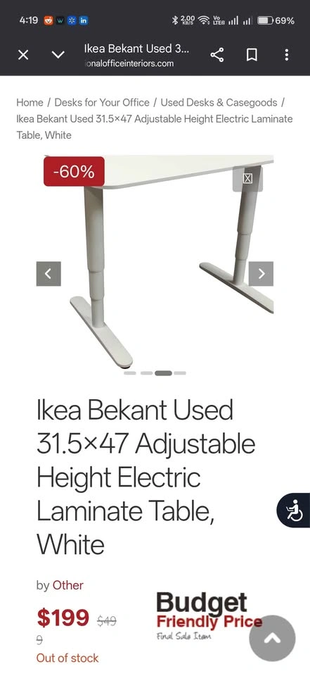 IKEA Electric Height Adjustable Desk - photo 5
