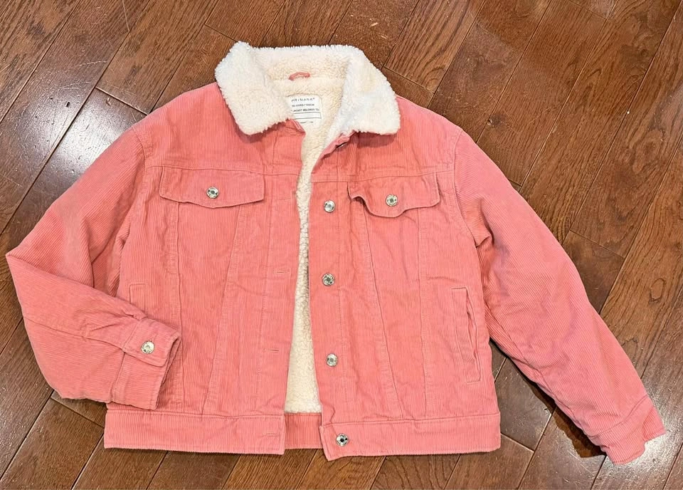 Like New Girl’s Size 10/11 Sherpa Lined Pink Corduroy Jacket $12