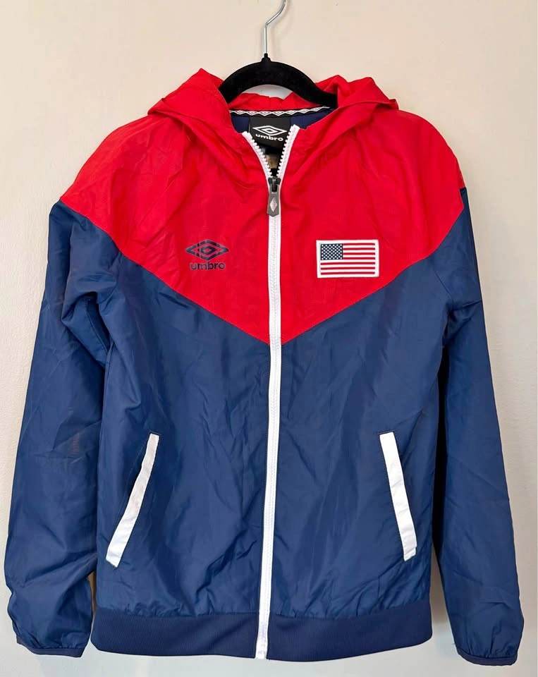Boys Size 8/10 USA Flag Red Blue Jacket $5