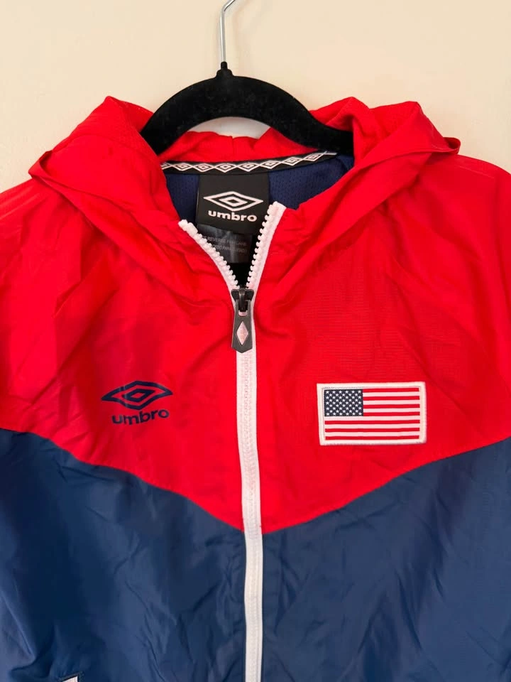 Boys Size 8/10 USA Flag Red Blue Jacket $5 - photo 5