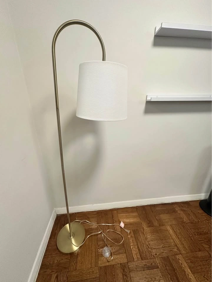 62 in. Antique Soft Brass Floor Lamp with Slim-Line Arched Desig - photo 2