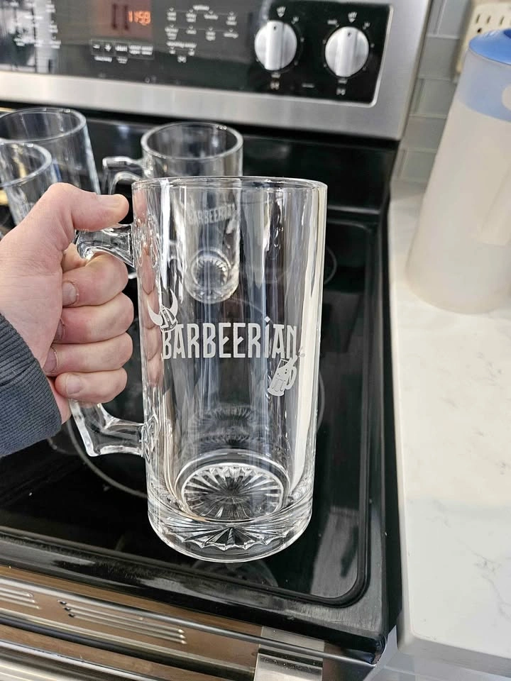 Set of 5 Heavy Glass Beer Mugs – Bar Style