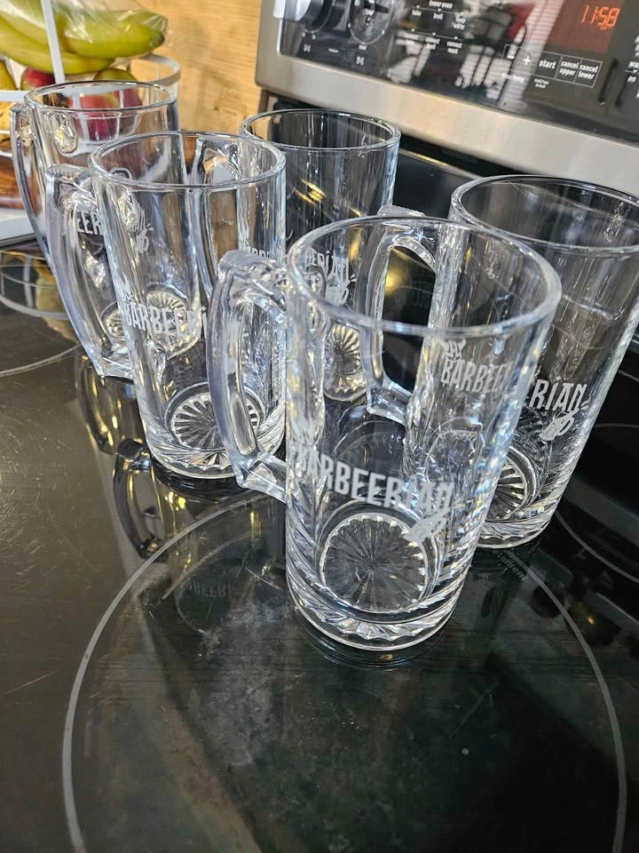 Set of 5 Heavy Glass Beer Mugs – Bar Style - photo 2