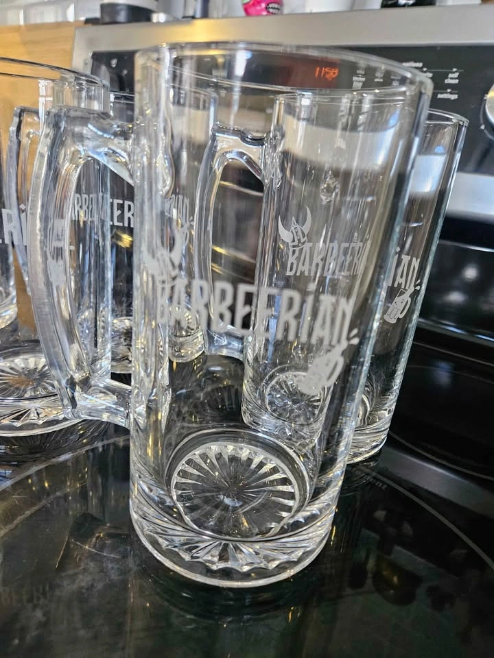 Set of 5 Heavy Glass Beer Mugs – Bar Style - photo 3