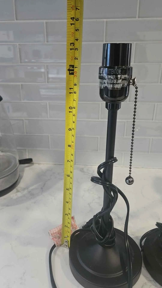 Pair of Black Pull Chain Lamp Bases 13.5 in tall - photo 2