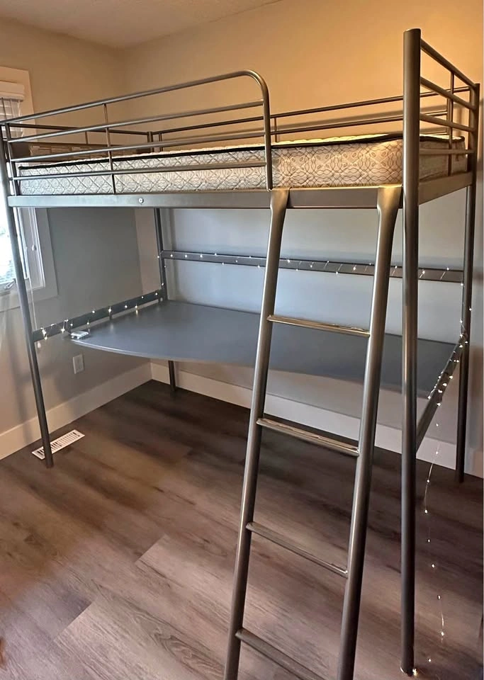 IKEA SVÄRTA Loft Bed with Desk & Twin Mattress