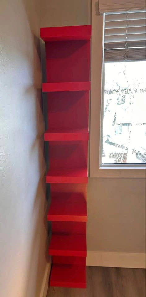 Red IKEA Lack Shelving Unit with Wall Brackets - Orig $99
