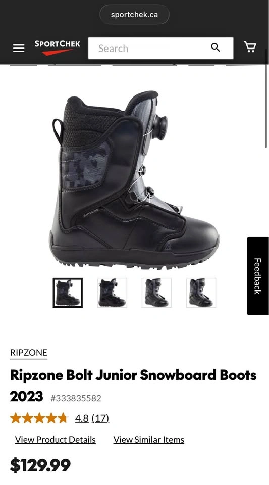 Ripzone Bolt Junior Snowboard Boots - Size 4Y