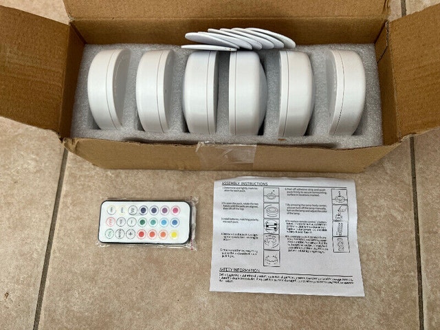 Cabinet Puck LED Lights 4 Colors 6pcs w Remote - $20 - photo 2