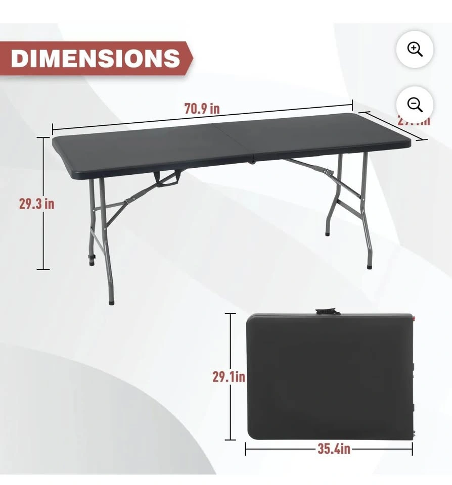 NiamVelo 6-Foot Folding Plastic Table - photo 2
