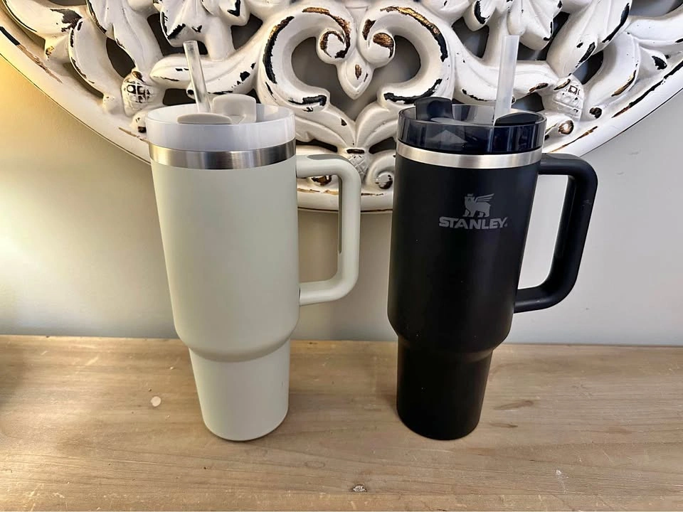 Stanley Tumbler with Handles & Dupe - Black & Cream