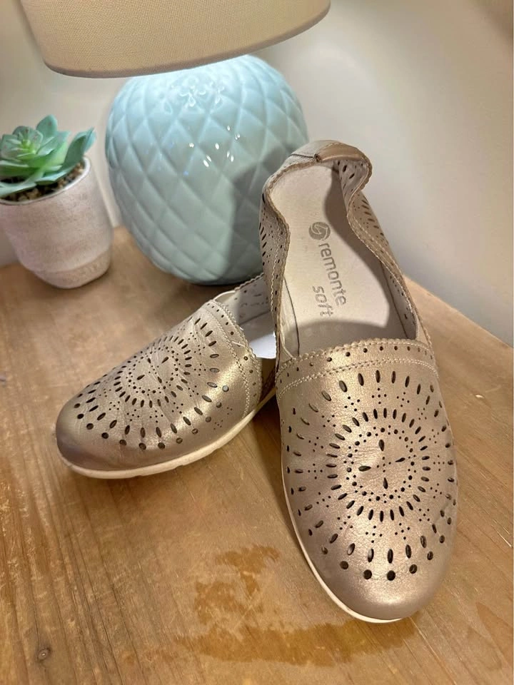 Remonte Soft Silver Perforated Slip-On Shoes