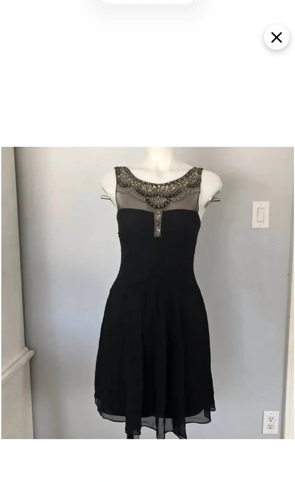 BCBG Max Azaria Mini Fit and Flare Black Dress Size 4