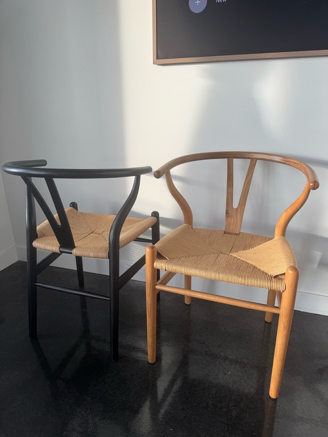 Wishbone Chairs - Black & Natural Wood