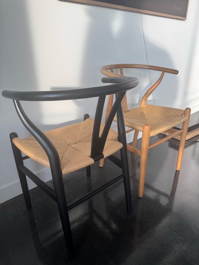 Wishbone Chairs - Black & Natural Wood - photo 2