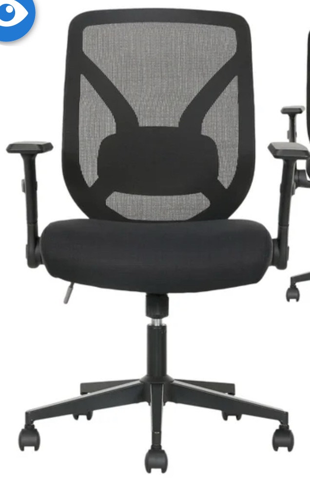 Black Mesh Chair with Flip Back Arms