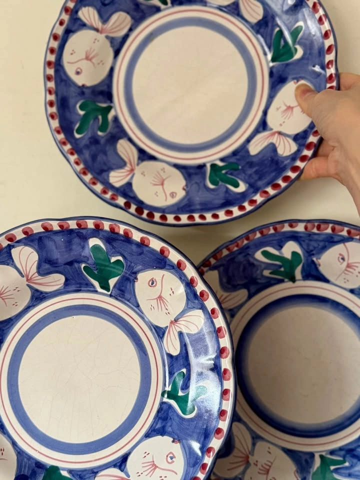 4 Vintage VIETRI Italy "Campagna Pesce" Pasta / Soup Bowls - 9.5 - photo 5