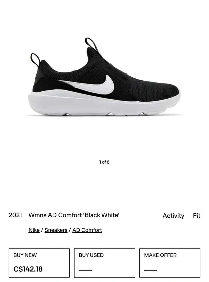 Women Nike Black and White Shoes