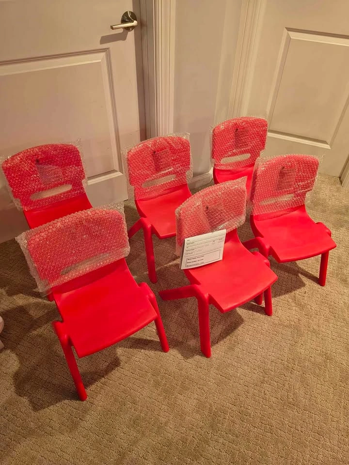 6-Pack Stackable Plastic Kids Red Chairs - photo 5