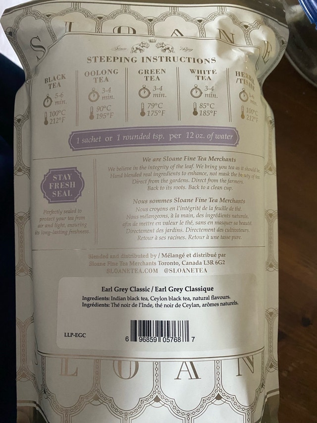 Sloane Earl Grey Tea - Brand New, Sealed - photo 2