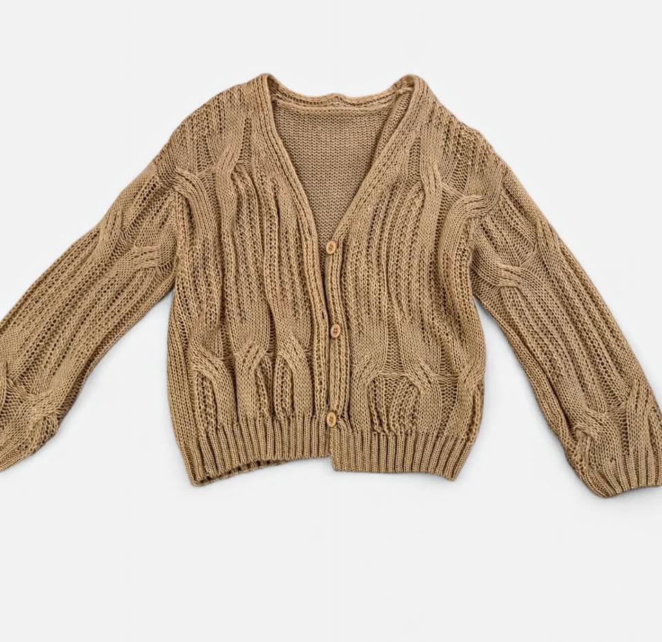 brown knitted cardigan