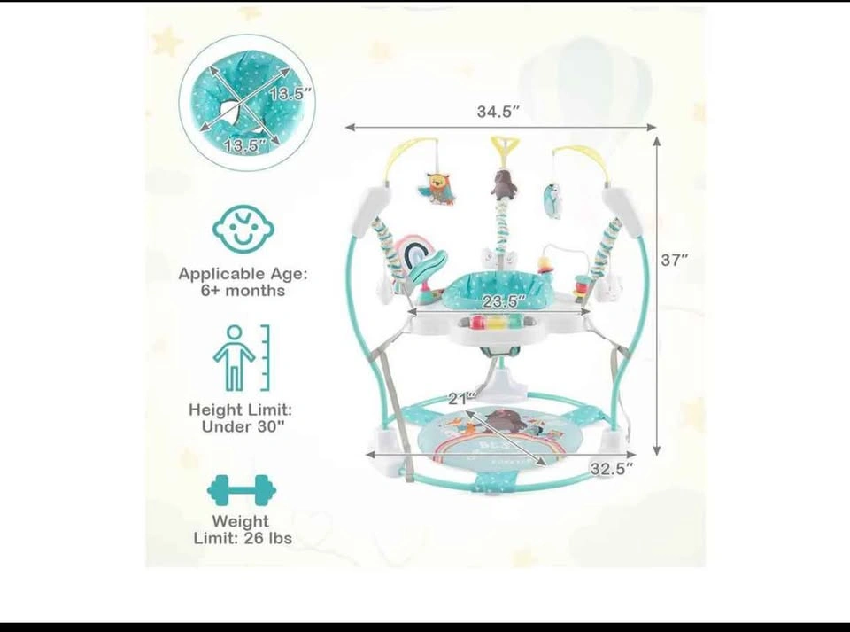 Baby Activity Center & Jumper with 360° Rotating Seat, Blue/Pink - photo 3