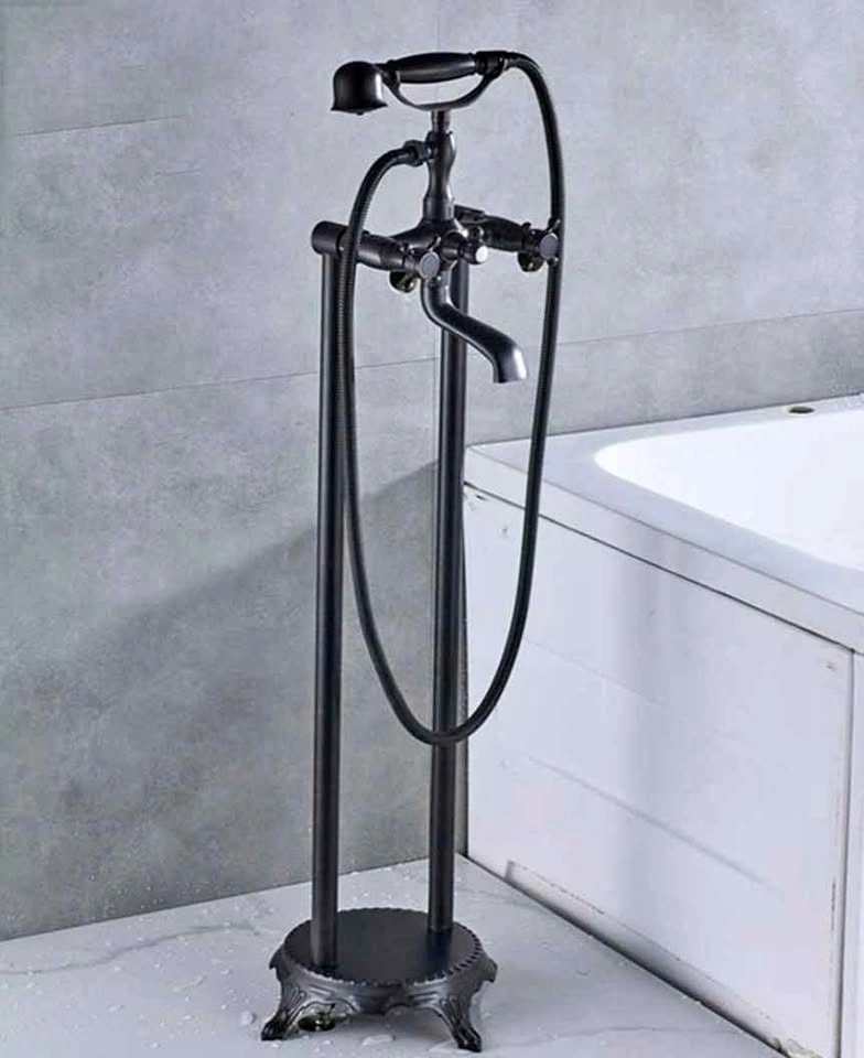 3-Handle Luxury Claw Foot Tub Faucet - Matte Black, New Open Box