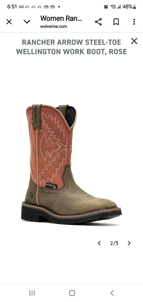 Wolverine Rancher WP Work Boots - Men's Size 13 - Hard Toe - Bra
