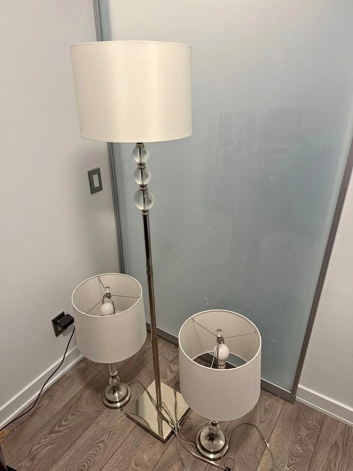 3-Piece Matching Lamp Set – Floor Lamp + 2 Table Lamps (Modern S