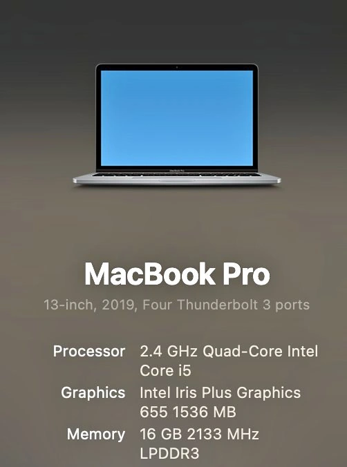 MacBook Pro 13" (2019) - 16GB RAM / 512GB SSD