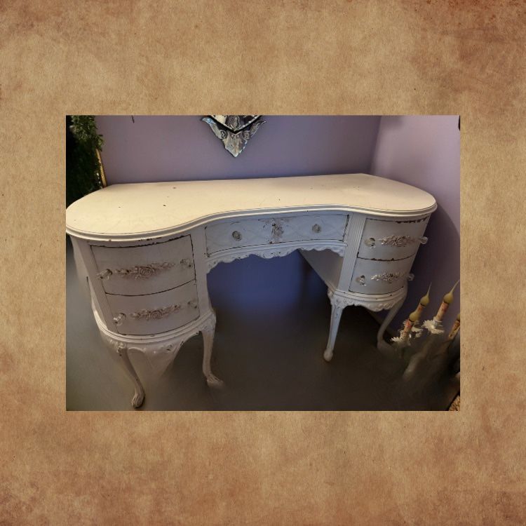 Vintage Vanity with Light Pink Appliqués
