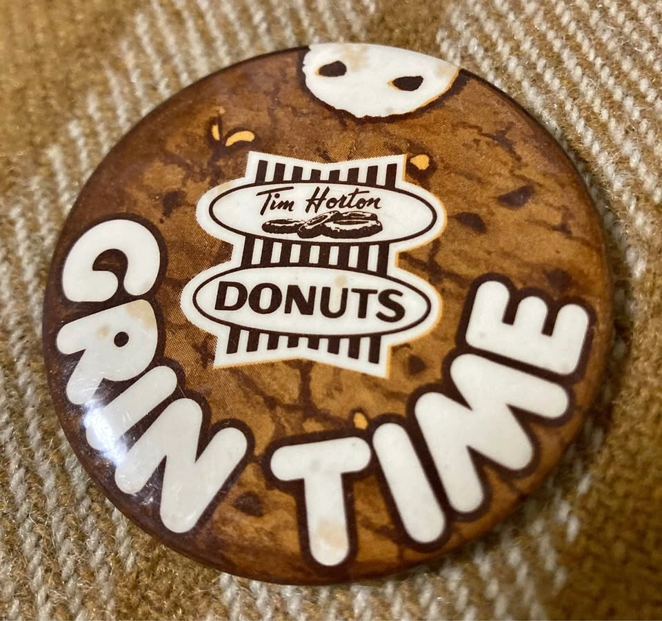 Vintage 1980s Tim Horton's Grin Time Employee Pin