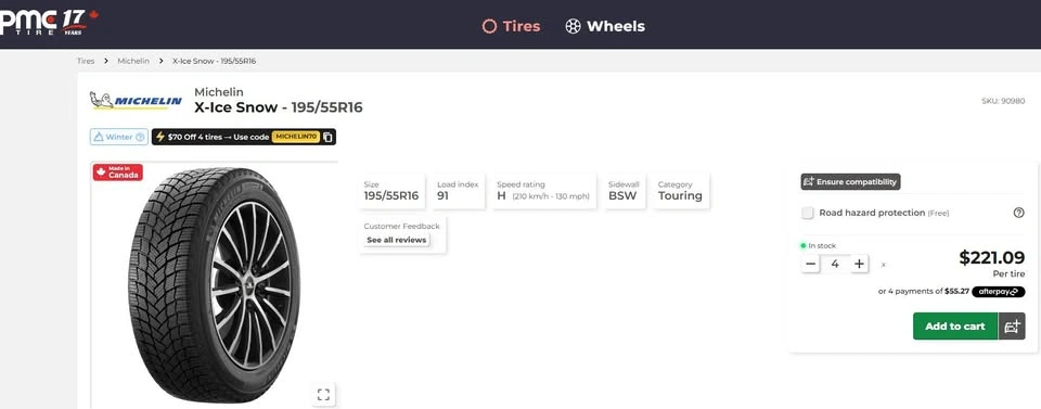 195/55/16 Pirelli Runflat Winter Tires - 95% Tread - photo 2