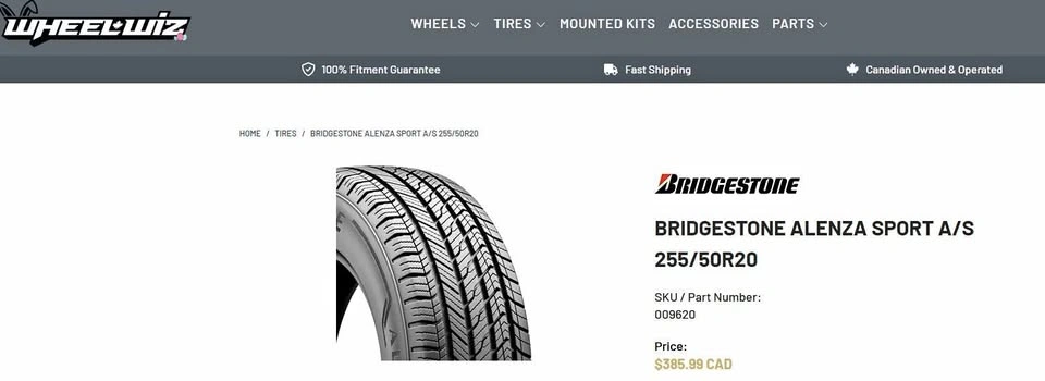 2 New Bridgestone Alenza Sport A/S 255/50R20 Tires