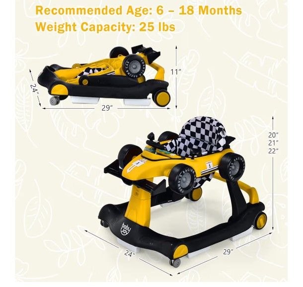 Foldable Activity Walker with Adjustable Height & Speed, Music, - photo 2