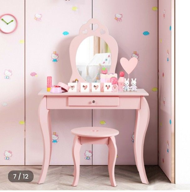 Kids Pink Vanity Set with Mirror - photo 3