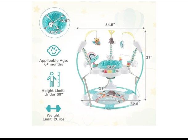 Baby Activity Center & Jumper with 360° Rotating Seat, Blue/Pink - photo 2