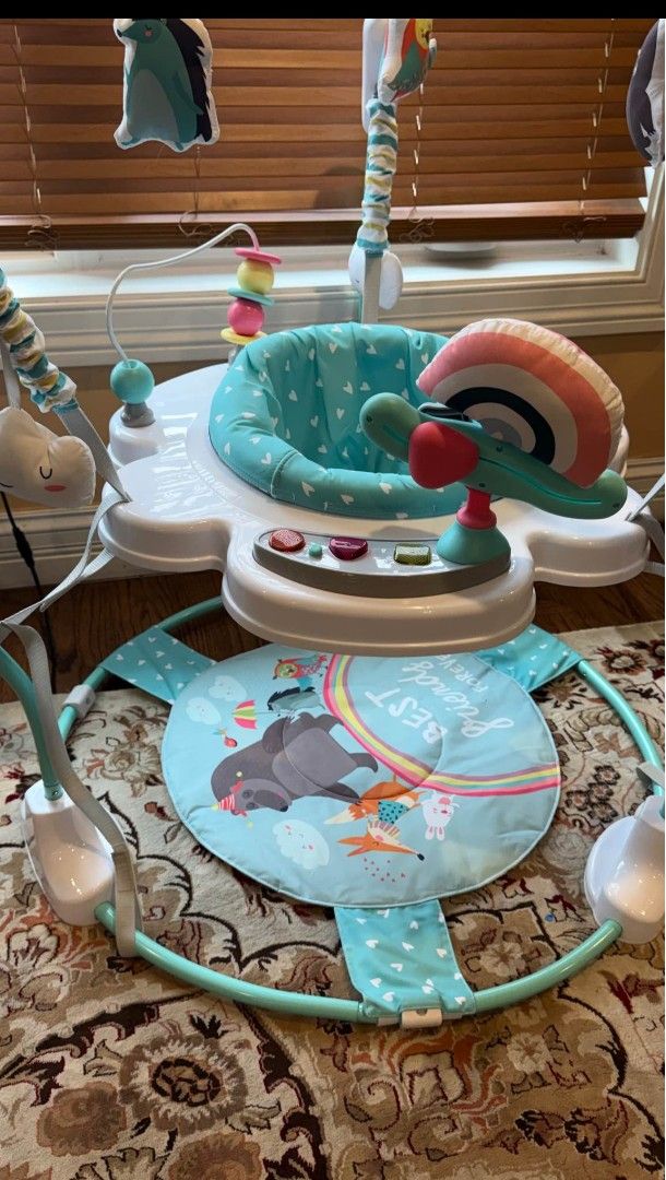 Baby Activity Center & Jumper with 360° Rotating Seat, Blue/Pink - photo 5