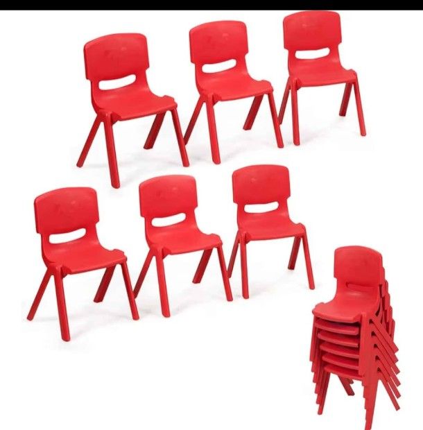 6-Pack Stackable Plastic Kids Red Chairs